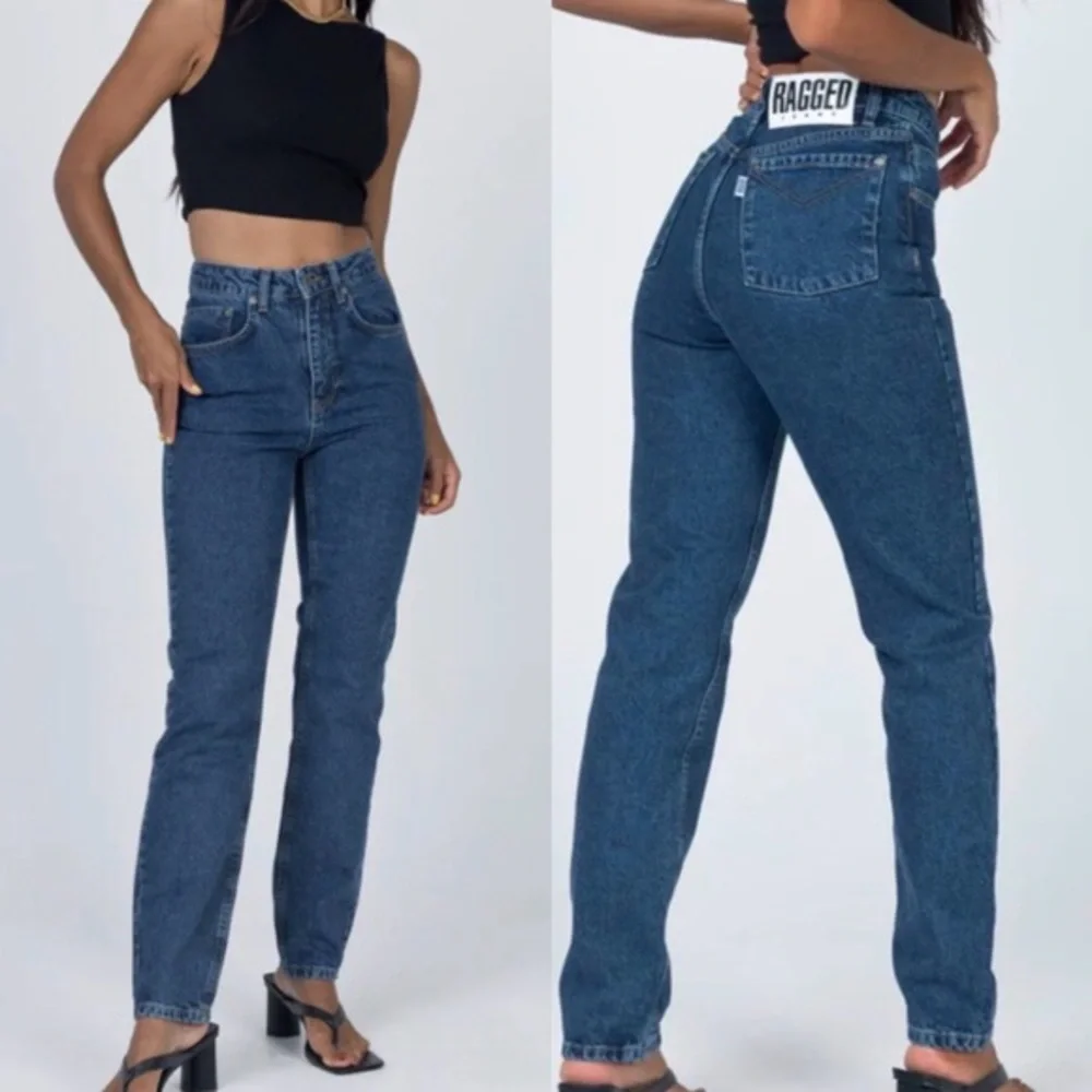 The Ragged Priest ASOS High Rise Straight Leg 90’s Inspired Blue Jeans Size 26 - Picture 1 of 8
